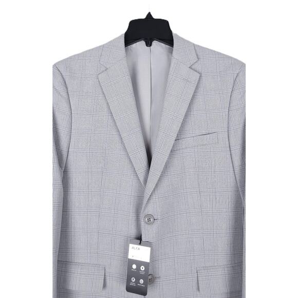 Alfani Men's Slim-Fit Tech Stretch 2-Piece Suit Light Grey Plaid 42R 34x32 NWT - Picture 5 of 13